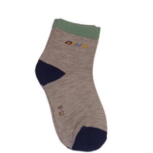 Kids Gray Crew Socks w/ Black Heel & Green Cuff – DNK Logo – Size 8–12 – NWOT